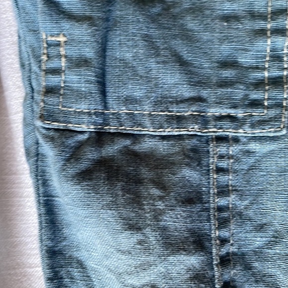 Zara blue linen pants with suspenders - Picture 2 of 4